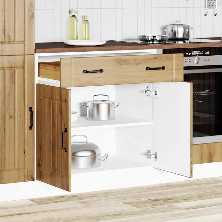 vidaXL Onderkast Lucca bewerkt hout artisanaal eikenkleur, Maison & Meubles, Armoires | Autre, Envoi