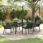 vidaXL Tuin Eettafel Set 5 pcs Zwart Gepoedercoat staal, Verzenden, Nieuw
