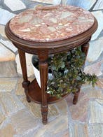 Centre de table - bois/marbre - Petite table guéridon