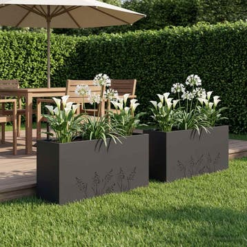 vidaXL Plantenbak 2 st Zwart 100 x 20 x 49 cm Koudgewalst, Verzenden, Nieuw