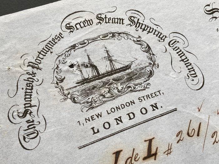 Manuscrito - Año 1861. Comercio de vino por barco de España, Verzamelen, Film en Tv