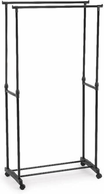 PARENCE dubbel kledingrek op wielen tot 160 cm zwart, Ophalen of Verzenden, Nieuw