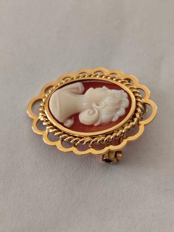 Broche - 18 karaat Geel goud - Gouden camee-broche of, Bijoux, Sacs & Beauté