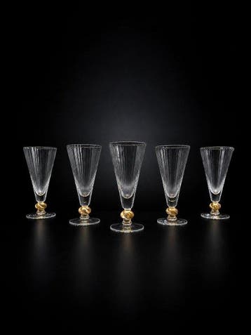 Santi Murano - Wijnglas (5) - Gouden knoop - Muranoglas, 24