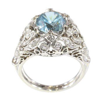 Bague Platine - 3.30ct. tw. Zircon - Diamant - vintage 1950, Nieuw