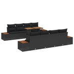 vidaXL Tuin Eettafel Set met kussen 9 pcs Zwart en Bruin, Verzenden