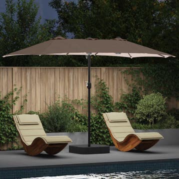 vidaXL Tuinparasol 385 x 209 x 244 cm Polyester Taupe, Verzenden, Nieuw