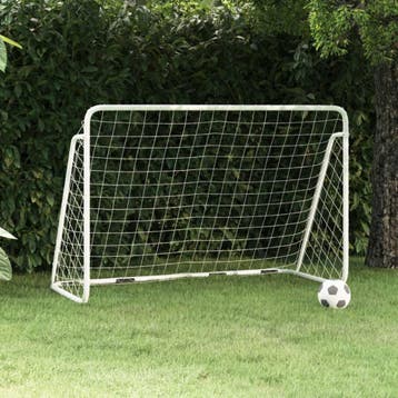 vidaXL Voetbaldoel met net 180x90x120 cm staal wit, Sport en Fitness, Verzenden, Nieuw