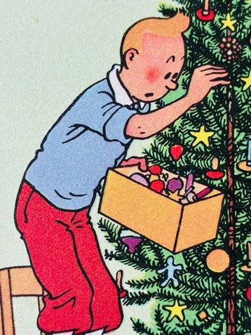 Tintin - 1 Wenskaart met wensen: zalig kerstfeest (Vrolijk, Nieuw