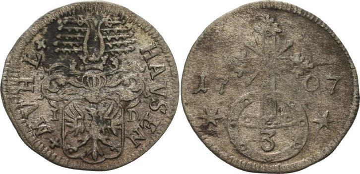 Dreier 1707, Muehlhausen (MuntenenBankbiljetten-Penningen), Timbres & Monnaies, Pièces & Médailles, Envoi