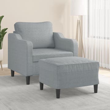 vidaXL Fauteuil met voetenbank / zetel 60 cm stof lichtgrijs, Verzenden, Nieuw