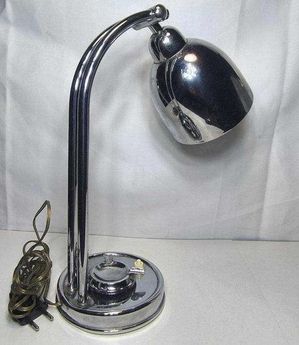 Lampe de bureau - métal chromé, Antiquités & Art, Antiquités | Éclairage