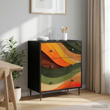 vidaXL Ladekast BONN Retro golfprint 66 x 36,5 x 76 cm, Verzenden, Nieuw