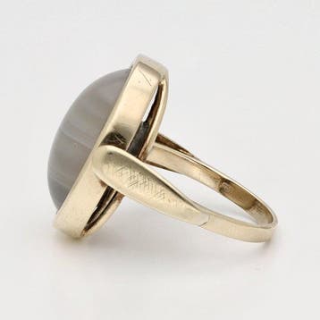 Ring - 14 karaat Geel goud - Agaat, Nieuw
