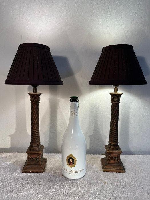 Tafellamp - Hout - Twee tafellampen, Antiek en Kunst, Curiosa en Brocante