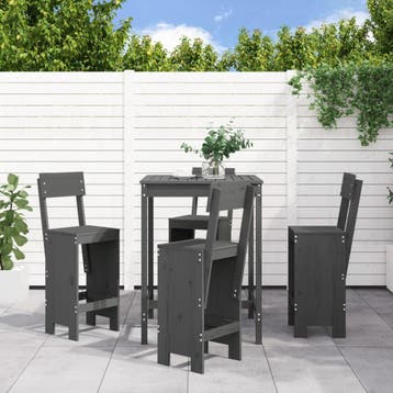 vidaXL 5-delige Tuinbarset massief grenenhout grijs, Tuin en Terras, Tuinsets en Loungesets, Verzenden, Nieuw
