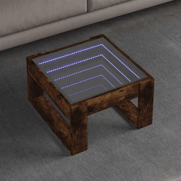 vidaXL Salontafel met Infinity LED 50x53x30 cm gerookt, Verzenden, Nieuw