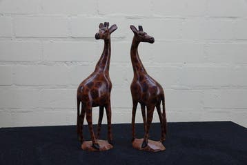 wooden giraffe statue Taxidermie replica montage - Diceros
