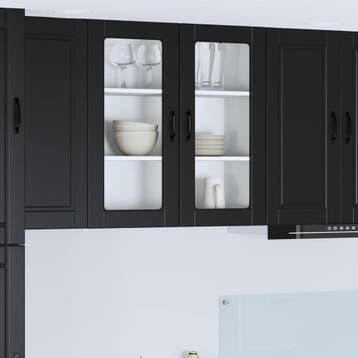 vidaXL Wandglas Kasten PORTO Zwart 80 x 31 x 80 cm Bewerkt, Verzenden