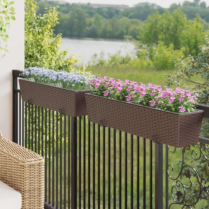vidaXL Balkon 2 pcs 80 x 17 x 17 cm Metaal, Tuin en Terras, Bloempotten, Nieuw, Verzenden