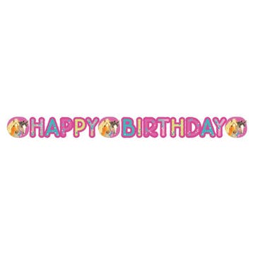 Letterslinger Happy Birthday Paarden 1,8m, Verzenden