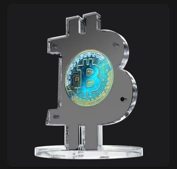 Liberia. 20 Dollars 2025 Bitcoin mit Aufsteller an