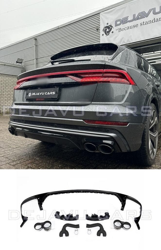 SQ8 Look Diffuser + Uitlaat tips voor Audi Q8 SUV S line SQ8, Auto diversen, Tuning en Styling, Ophalen of Verzenden