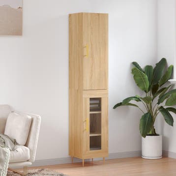 vidaXL Hoge kast 34,5x34x180 cm bewerkt hout sonoma, Verzenden, Nieuw