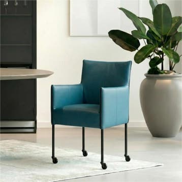 Set van 4 Leren eetkamerstoelen More - Toledo Turquoise, Huis en Inrichting, Stoelen, Ophalen of Verzenden, Nieuw, Leer