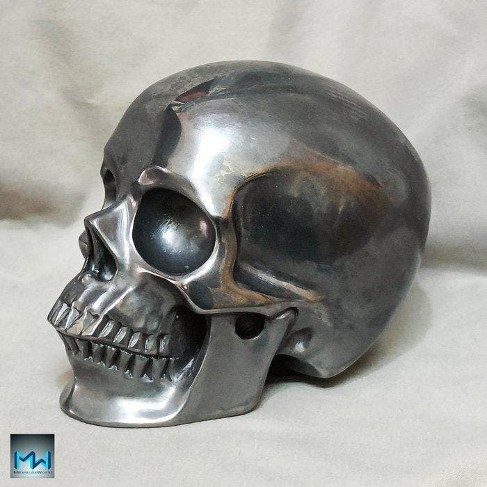 Menselijke schedel, met de hand vervaardigd op, Verzamelen, Mineralen en Fossielen