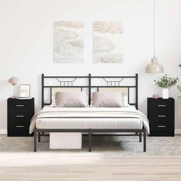 vidaXL Nachtkastjes 2 stuks Zwart Eiken 38x35x55 cm Bewerkt, Huis en Inrichting, Slaapkamer | Nachtkastjes, Verzenden, Nieuw