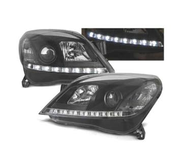 PHARES POUR OPEL ASTRA H 04-09 FEUX DIURNES LED FOND NOIR, Verzenden
