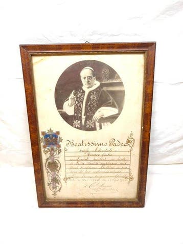 Christelijke voorwerpen - Portretfoto van Paus Pius XI met