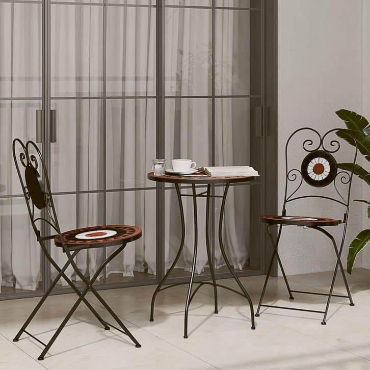 vidaXL Bistroset mozaïek ijzer en keramiek terracottakleurig, Jardin & Terrasse, Ensembles de jardin, Envoi