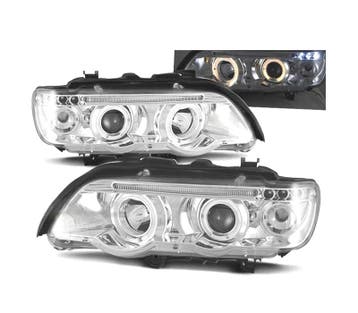 PHARES BMW ANGEL EYES BMW X5 E53 FOND CHROMÉ, Verzenden