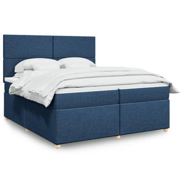 vidaXL Boxspring met matras stof blauw 200x200 cm, Verzenden, Nieuw