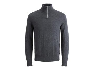 Veiling - Jack &amp; Jones Emil Knit Half Zip Dark Grey Mela, Vêtements | Hommes