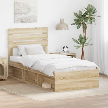vidaXL Bedframe Sonoma Eik 75 x 190 cm Massief grenenhout, Verzenden