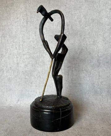 Beeld, Golfer - 30 cm - Brons, Marmer