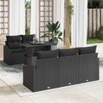 vidaXL Tuinbank Set met kussen met opslag 6 pcs Zwart poly, Verzenden, Nieuw