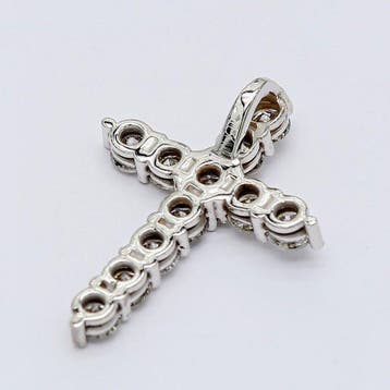 Pendentif en forme de croix - 14 carats Or blanc - 1.31ct.