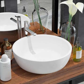 vidaXL Wastafel rond wit 42x12 cm keramiek, Doe-het-zelf en Bouw, Sanitair, Verzenden, Nieuw