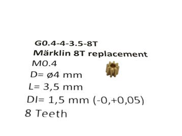 micromotor G0.4-4-3.5-8T tandwiel voor Marklin, Overige merken, Gelijkstroom, Verzenden, Overige typen