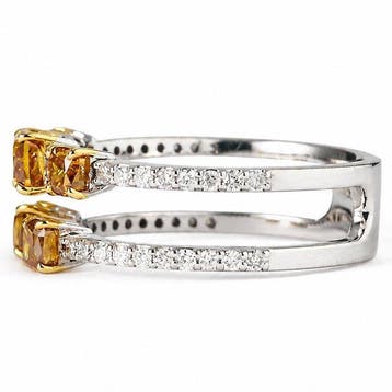 Statement ring - 14 karaat Witgoud - 1.47ct. tw. Orange