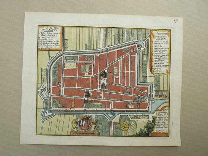 Nederland - Delft; Hendrik de Leth - Plan de la Ville de, Boeken, Atlassen en Landkaarten
