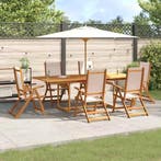 vidaXL 7-delige Tuinset massief acaciahout en textileen, Verzenden, Nieuw, Tuinset