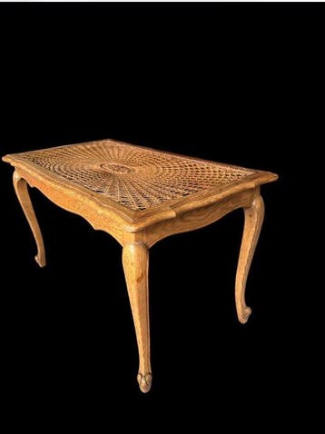 Tafel - Hout, Cane - Geweven rotan- of rietinleg,