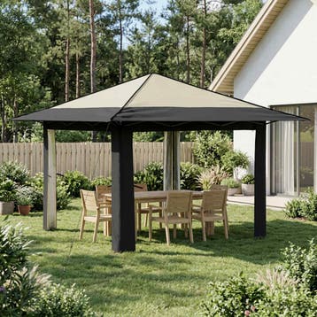 vidaXL Tuinpaviljoen zonder Zijwand 3,3 x 3,3 m Crème en, Verzenden