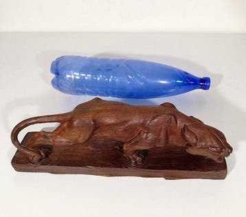Levi - sculptuur, Predatory feline Art Déco - 36 cm - Hout