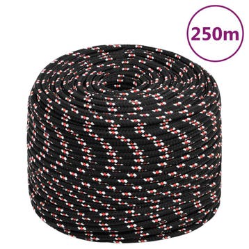 vidaXL Boot touw 6 mm 250 m polypropyleen zwart, Verzenden, Nieuw